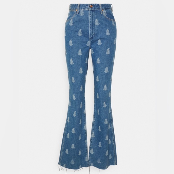 NWT Wrangler Medium Wash PAISLEY PRINT WESTWARD HIGH RISE BOOTCUT JEANS - Picture 3 of 16